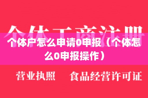 个体户怎么申请0申报（个体怎么0申报操作）